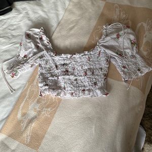Smocked floral crop top